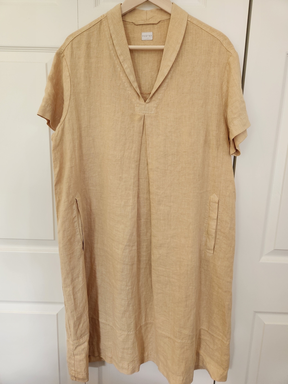 Poetry Beige Linen Midi Dress